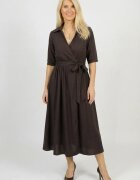 Shopika Rochie midi petrecuta cu cordon din vascoza maro