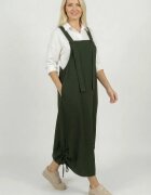 Shopika Rochie sarafan lunga cu bretele si snur reglabil din jerseu de bumbac kaki