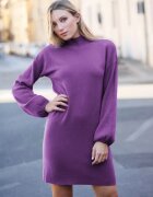 Shopika Rochie scurta tricotata cu maneca bufanta mov