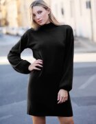 Shopika Rochie scurta tricotata cu maneca bufanta neagra