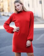 Shopika Rochie scurta tricotata cu maneca bufanta rosie