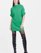 Shopika Rochie scurta tricotata cu maneca scurta si nasture din vascoza verde