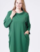 Shopika Rochie scurta verde cu guler intors si buzunare