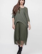 Shopika Rochie suprapusa cu puloveras si tulle plisat kaki