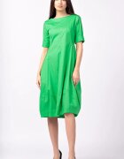 Shopika Rochie verde lalea cambrata cu fermoar din poplin de bumbac