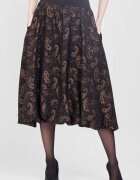 Shopika Romania Fusta gogosar maro inchis metalizat din brocart cu motiv paisley auriu