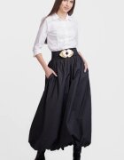 Shopika Romania Fusta lunga gogosar din tafta neagra