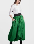 Shopika Romania Fusta lunga gogosar din tafta verde sifonata