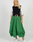 Shopika Romania Fusta midi ampla din bumbac cu fronseuri si buzunare verde