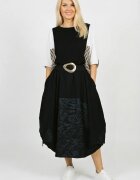 Shopika Romania Fusta midi balon din vascoza cu colturi si insertie material texturat satinat neagra