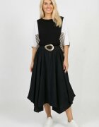 Shopika Romania Fusta midi cu colturi din vascoza neagra