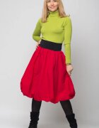 Shopika Romania Fusta rosie gogosar midi din tafta cu fir metalic