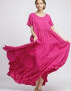 Shopika Romania Rochie lunga croi amplu cu patru volane stil boem elegant fucsia