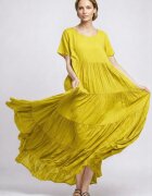 Shopika Romania Rochie lunga croi amplu cu patru volane stil boem elegant galbena