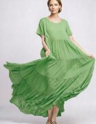 Shopika Romania Rochie lunga croi amplu cu patru volane stil boem elegant verde deschis