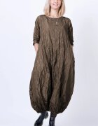 Shopika Romania Rochie lunga gogosar din tafta cu memorie maro deschis metalizat
