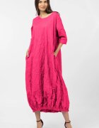 Shopika Romania Rochie lunga gogosar din vascoza sifonata fucsia