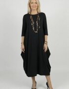 Shopika Romania Rochie lunga neagra cu colturi laterale croiala lejera si design minimalist din vascoza