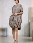 Shopika Romania Rochie midi cu volum tip balon din tafta cu memorie grej