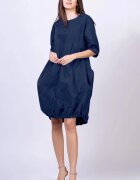 Shopika Romania Rochie midi gogosar din tafta cu memorie bleumarin