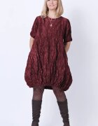 Shopika Romania Rochie midi gogosar din tafta cu memorie bordo metalizat