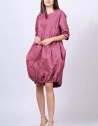 Shopika Romania Rochie midi gogosar din tafta cu memorie roz prafuit