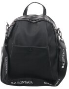 Shopika Rucsac negru din piele ecologica cu capsa si bareta de umar cu scris