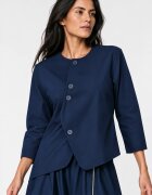 Shopika Sacou dama asimetric fara rever cu design arhitectural bleumarin