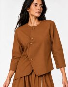 Shopika Sacou dama asimetric fara rever cu design arhitectural coniac