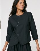 Shopika Sacou dama asimetric fara rever cu design arhitectural negru