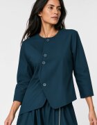 Shopika Sacou dama asimetric fara rever cu design arhitectural turcoaz inchis
