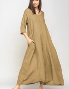 Shopika Salopeta de vara larga din in cu maneci camel