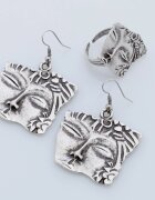 Shopika Set cercei si inel din zamac cu design fantezist