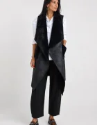 Shopika Vesta lunga dama reversibila din blana artificiala cu rever amplu neagra