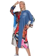 SOUCHI Rochie camasa oversize cu insertie jeans si imprimeu abstract