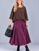 Stella Milani Bluza din catifea reiata fina de bumbac cu efect bluzat si croi lejer maro