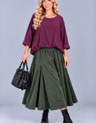 Stella Milani Bluza din catifea reiata fina de bumbac cu efect bluzat si croi lejer mov