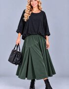 Stella Milani Bluza din catifea reiata fina de bumbac cu efect bluzat si croi lejer negru