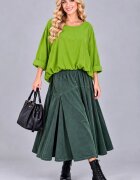 Stella Milani Bluza din catifea reiata fina de bumbac cu efect bluzat si croi lejer verde deschis