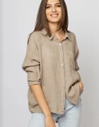Stella Milani Camasa din in cu inel metalic pe spate bej