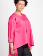Stella Milani Camasa fucsia asimetrica din poplin de bumbac cu decolteu V