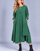 Stella Milani Rochie midi din bumbac cu croi amplu drapaj asimetric si buzunare verde