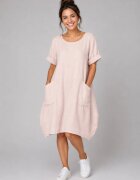 Stella Milani Rochie midi din in cu croi balon si buzunare laterale roz