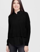 U See Bluza tip camasa doi in unu cu angora si tricotajul negru