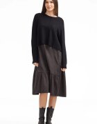 U See Rochie catifelata suprapusa cu puloveras petrecut la spate neagra