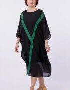 U See Rochie fluture oversize neagra cu Y decorativ verde