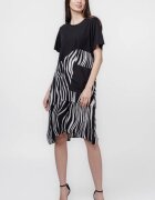 U See Rochie lalea cu talie oblica si imprimeu dungi oblice alb-negru