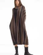 U See Rochie oversize tricotata cu dungi unduitoare si croi lejer bej-maro