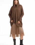 U See Rochie suprapusa din tulle cu pulover asimetric maro