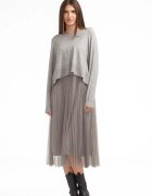 U See Rochie suprapusa din tulle cu puloveras despicat la spate gri